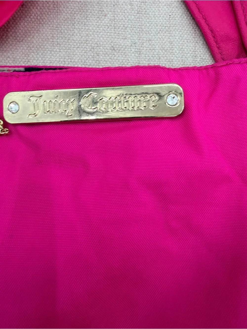 Juicy Couture Bright Hot Pink Tote with Bow and Branded Plaque